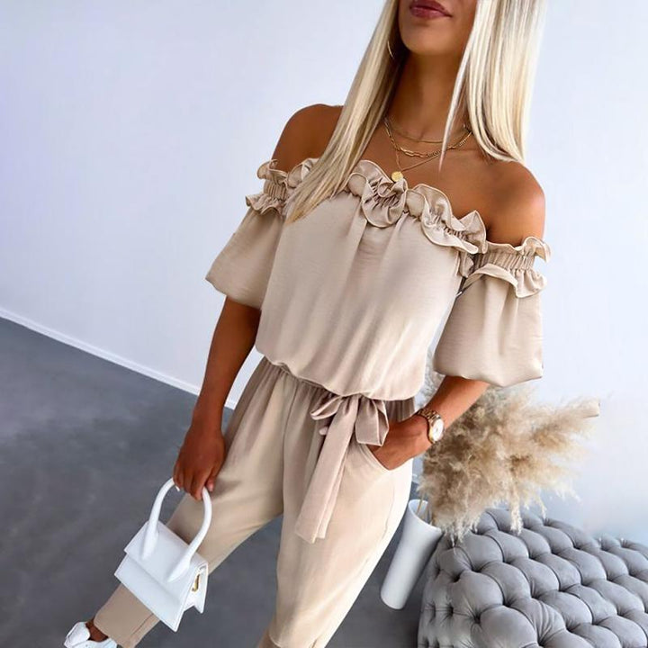 Sienna - Off-Shoulder Frill Jumpsuit