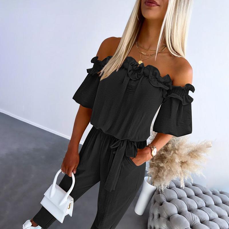 Sienna - Off-Shoulder Frill Jumpsuit
