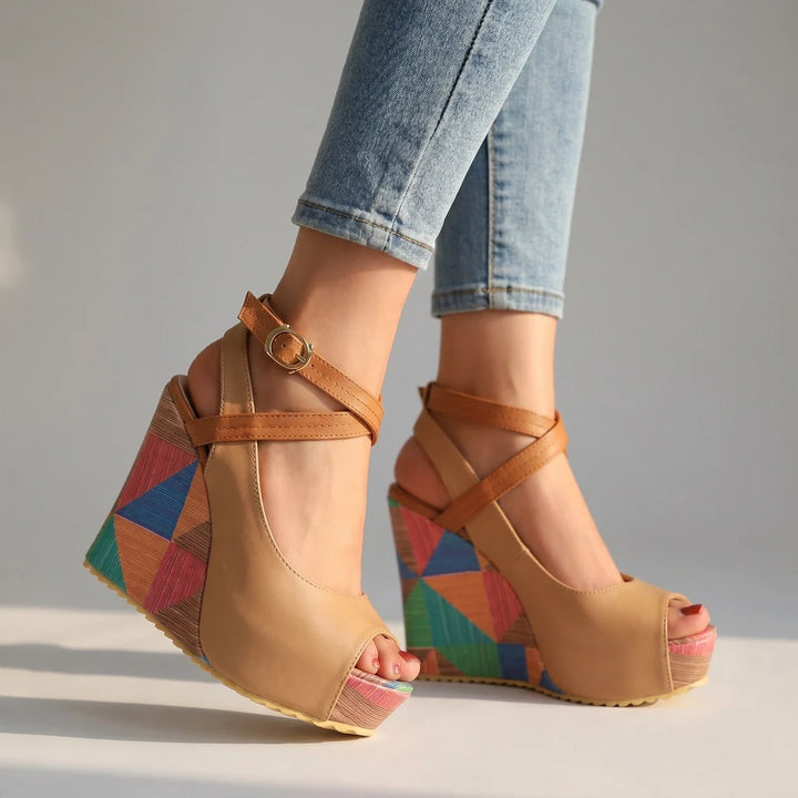 Mika - Multi-Colored Platform Wedge Heels