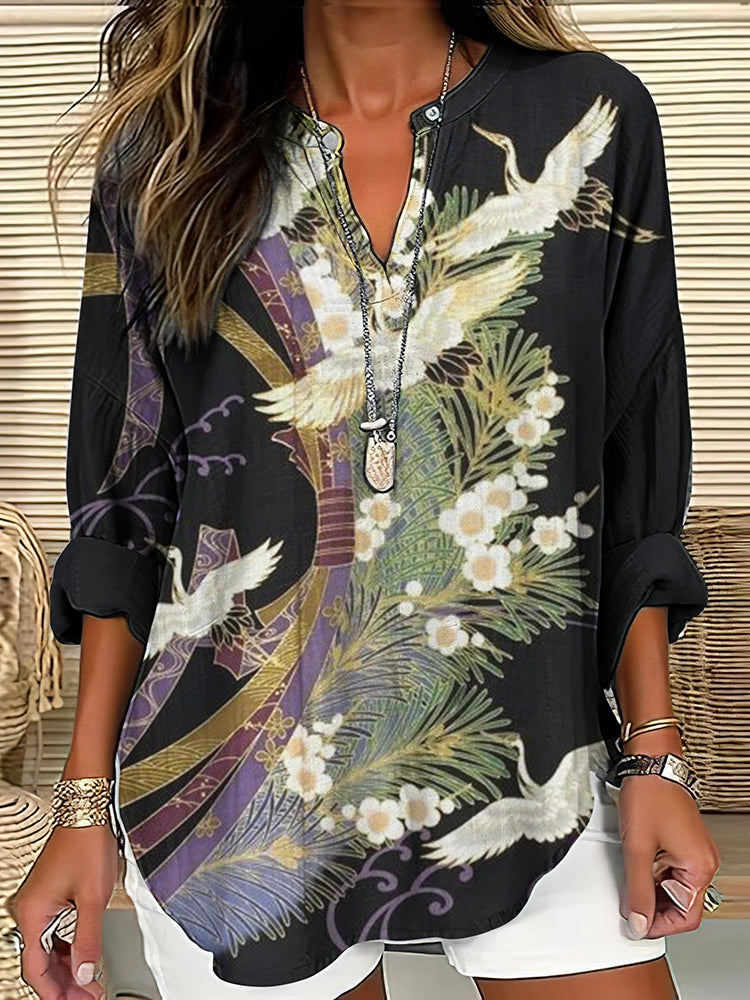 Oriella - Elegant Flight Print Blouse