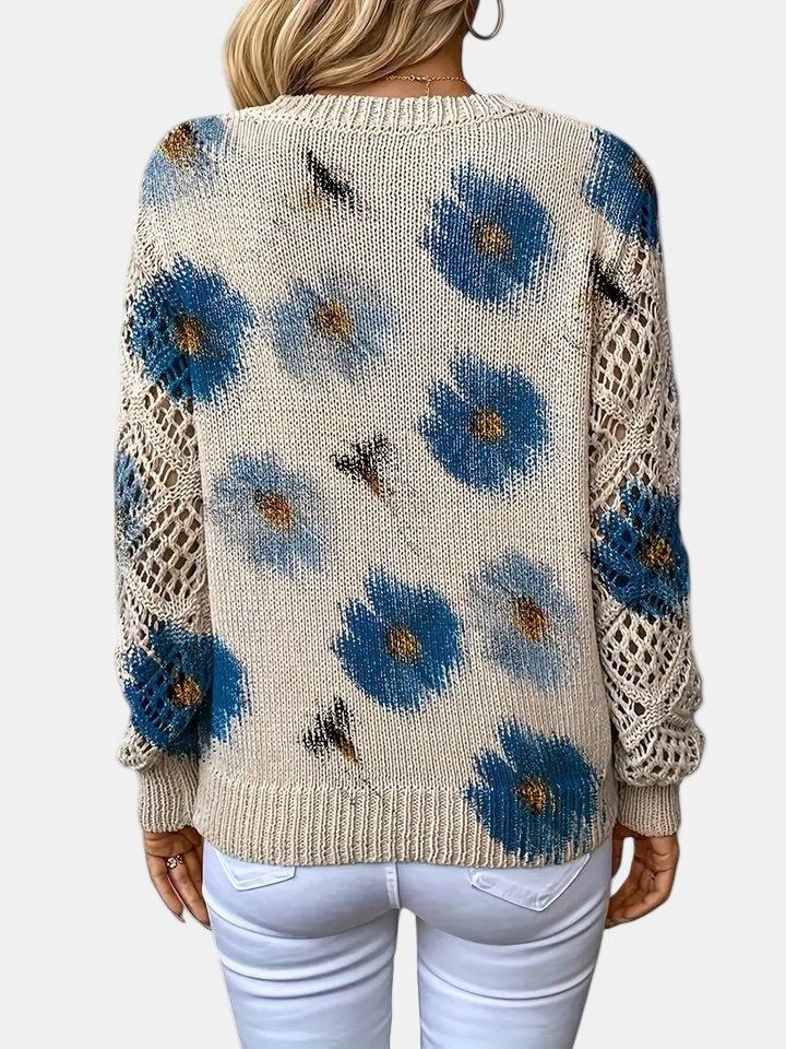 Rosalie - Elegant Floral V-Neck Sweater