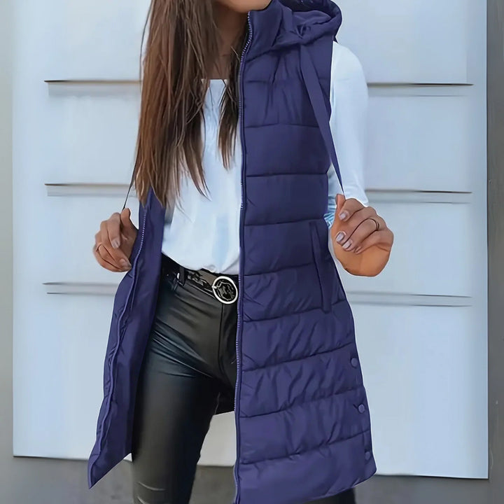 Celina - Casual Sleeveless Hood Long Puffer Vest