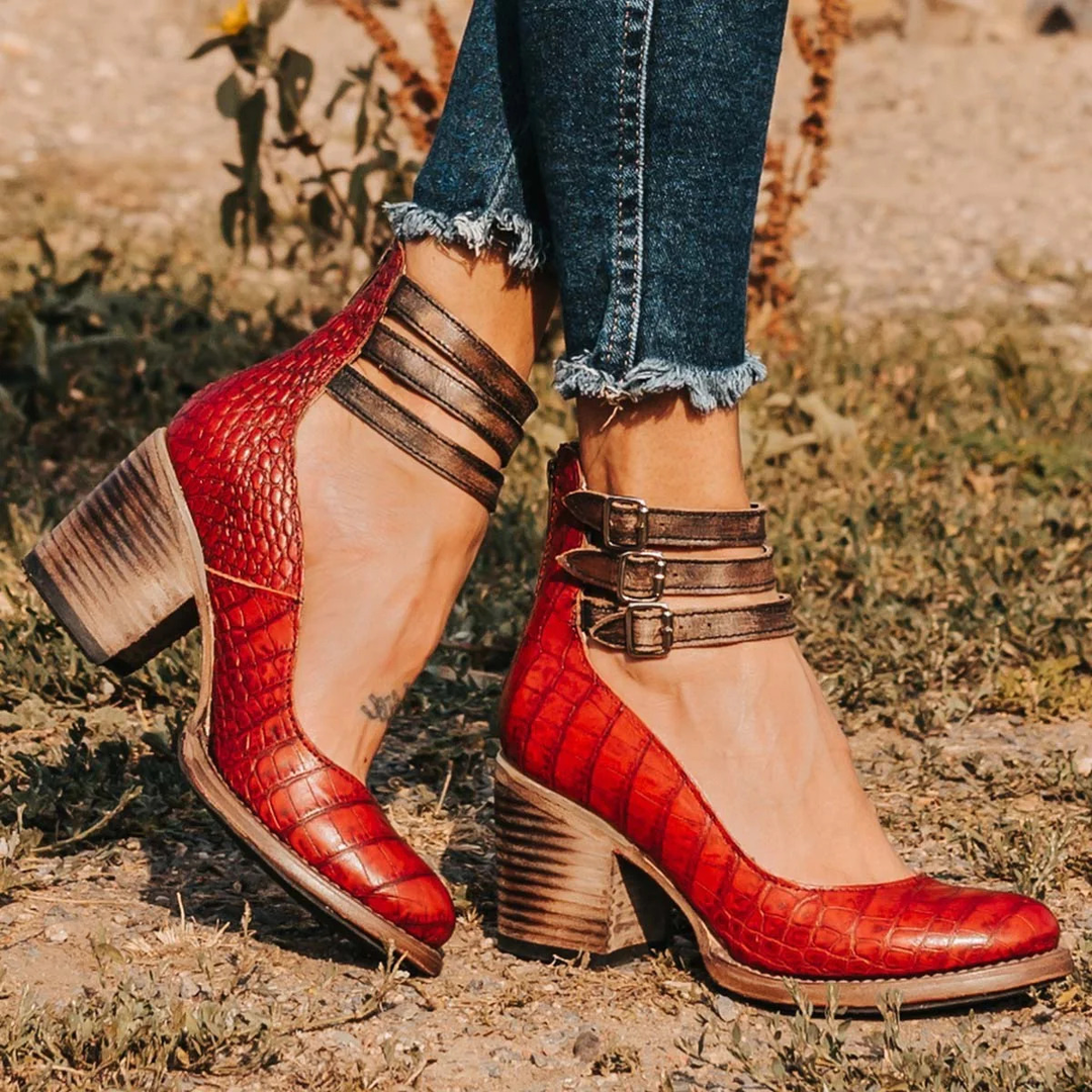 Veronique Vintage Ankle Strap Sandal Heels